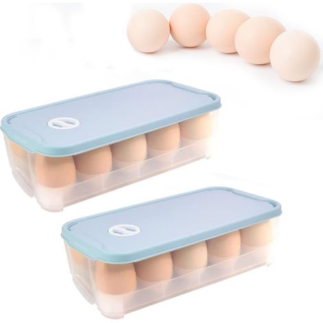 Lot de 2 boîtes à œufs 10 œufs Conteneur à œufs avec couvercle Boîtes de rangement d'œufs Stockage d'œufs Réfrigérateur Conteneur à œufs pour réfrigérateur Boîte de transport d'œufs Boîte à œufs en pl (1/5)