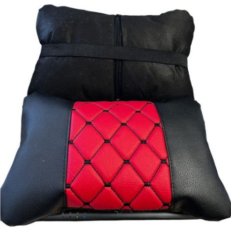Lot de 2 coussins de nuque universels pour voiture, rouges avec coutures noires.