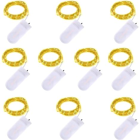 LED-Lichterkette - 2 m, 20 LEDs, batteriebetrieben, Kupferdraht