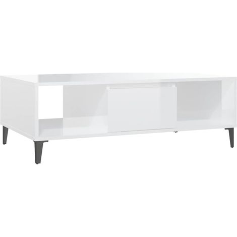 Maison Exclusive - Couchtisch Hochglanz-Weiß 103,5x60x35 cm Holzw