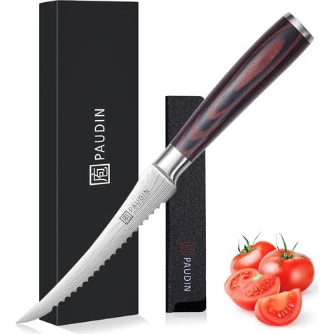 Küchenmesser 13 cm Antihaft Holzgriff Klinge Tomatenmesser (1/5)