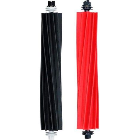 Brosse Principale - Pour Roborock S8 S8+ - Silicone ABS PC - 19,7 x 3 cm - Noir Rouge - Lot De 2 (1/4)
