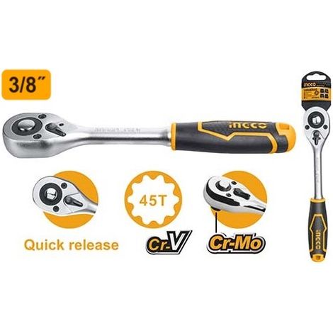 CRICCHETTO REVERSIBILE DA 3/8 DI POLLICE 45 DENTI - HRTH0838 - INGCO