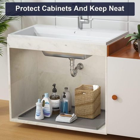 Tapis sous évier pour armoires de cuisine et de salle de bain, protecteur en silicone anti-fuite, bac de vidange étanche de 31 " 22" pouces (SKU Produit : 89962608 SKU Offre : S101914) (1/4)