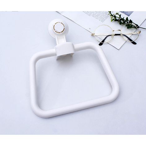 MIMOSON-White Towel Ring No Drilling Abs Towel Ring Suction Cup Towel Holder Plastic Towel Rack Bathroom Acc (1/5)