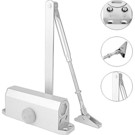 royaluxe - Ferme-porte hydraulique automatique, ferme porte à ressort réglable, tampon fermé usage commercial et résidentiel Porte de 40 à 65 kg installation vidéo Certification EN1154 Alliage d'alumi (1/5)