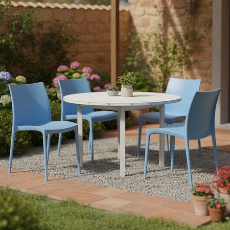 Grover Gartenstuhl, 4 Stühle, stapelbar, Made in Italy, belastbar bis 120 kg, Blau (1/4)