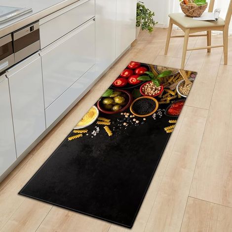Tapis de Cuisine Assaisonnement coloré Antidérapant Tapis Cuisine Devant Evier Antidérapant Tapis de Sol Absorbant Lavable Décoration Tapis Antidérapant de Salle de Bain 60 x 90cm (1/5)