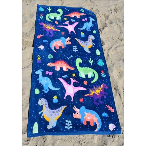 Children's Bath Towel – Beach Towel – 100% Cotton – 70 x 140 cm – Dinosaur Design (1/4)