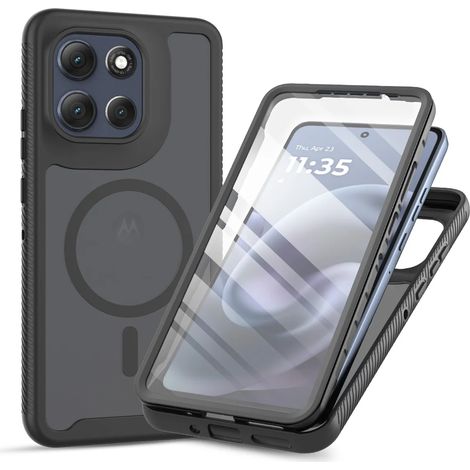 Étui de téléphone 2-en-1 (noir, Motorola Moto G24) avec protection d'écran magnétique (1/5)