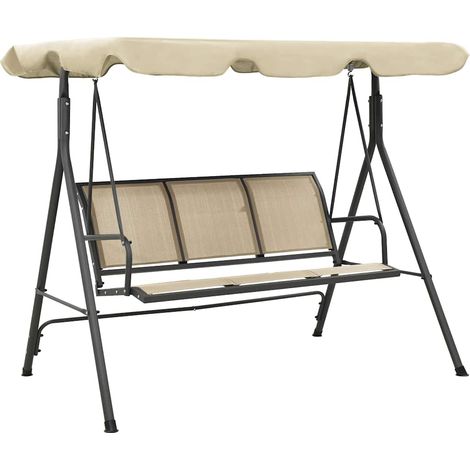 313325 vidaXL Garden Swing Chair with Canopy Anthracite and Sand (1/5)
