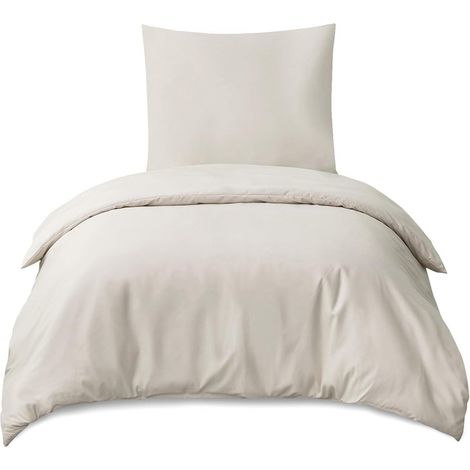 Bettwäsche Mikrofaser OekoTEX 06 Beige 2Teilig 140x200 cm 80x80 cm (1/5)