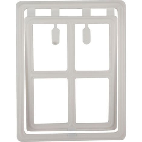 Porte en plastique pour chien, chiot, chat, verrouillage magnétique, rabat de sécurité pour porte de fenêtre à moustiquaire (blanc XL) (1/4)