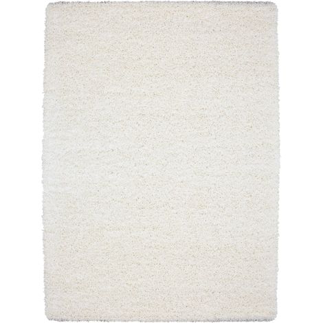 Tapis shaggy uni à poils longs 30mm – Blanc ivoire 080 x 150 cm – 100% polypropylène – Entretien facile – Life (1/5)