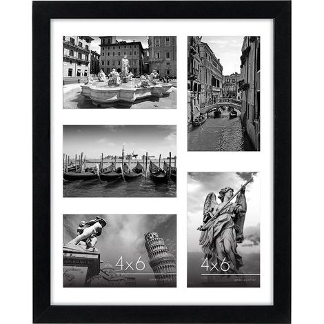 Cadre photo 28 x 35,5 cm (11 x 14 pouces) - 5 emplacements pour photos 10 x 15 cm (4 x 6 pouces) - Verre incassable - Noir - vert (1/5)