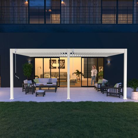 Pérgola bioclimática adosada Ombrea VS 4x6M - V2 - Blanco