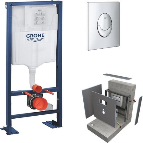 Grohe-Bâti support Solido avec plaque de déclenchement chrome habillage Wedi I-board avec revêtement concrete gris