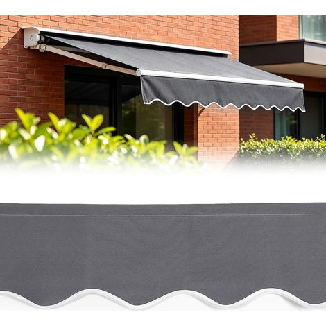Corrugated Fabric Strips for Awning, 3 m x 20 cm Replacement Fabric for Awning, Waterproof and UV Resistant, for Balcony, Garden, Terrace (Grey) (1/5)