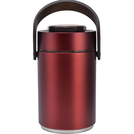 Isolierte Lunchbox mit 2,3 Litern Fassungsvermögen, separate Fächer, Edelstahl 304, großes Fassungsvermögen, dreilagige Vakuumisolierung, rot, für Schüler und Erwachsene. (1/5)