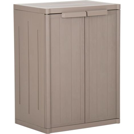 Armoire de jardin marron, 65 x 45 x 88 cm, aspect bois PP (1/5)