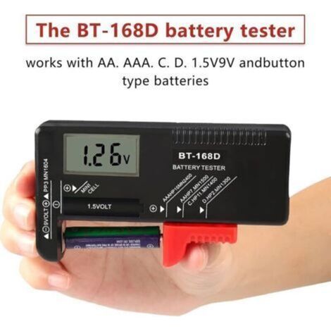 Tester digitale universale per batterie AA, AAA, C, D, PP3, 9V, 1.5V e a bottone - Funziona anche senza batterie (1/3)