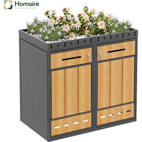 HOMAIRE Mülltonnenbox avec toit planté pour envelopper et ranger les poubelles de 120-240 litres