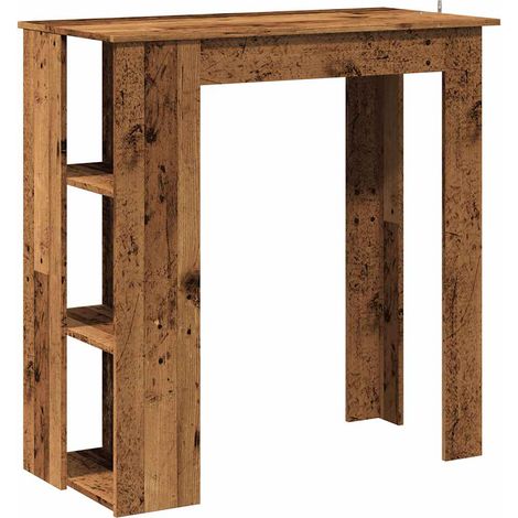 Table de bar avec étagère vieux bois bois d'ingénierie CFW876100 (1/5)