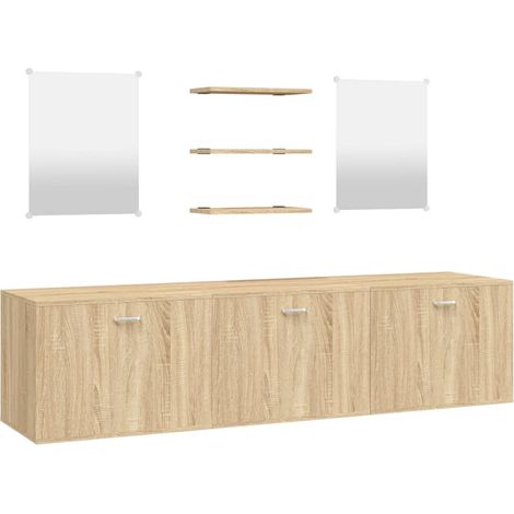 Maison Exclusive - 6-tlg. Badmöbel-Set Eichen-Optik Holzwerkstoff