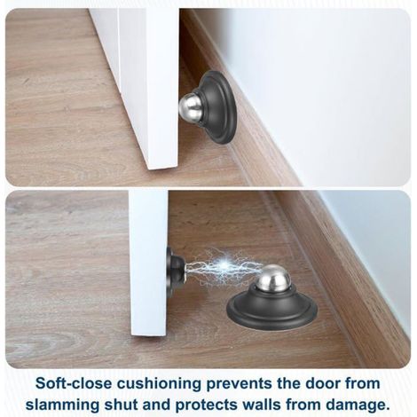 2Pcs Arrêt De Porte Magnétique, Fixation Au Sol Pour Rv Base De Porte, Protège-Mur Adhésif Avec Vis Pour Salon, Chambre, Cara[F302] (1/5)