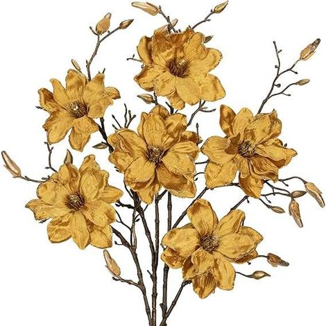 Flores artificiales de magnolia decorativas para el hogar, 76 cm, juego de 3