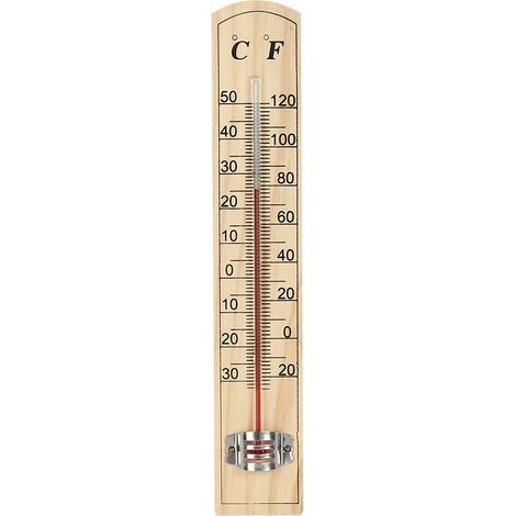 Thermomètre intérieur Marron Thermomètre à effet de serre en pin -30℃+50℃/-20℉+120℉ (1/3)