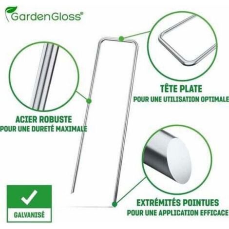 Piquets De Fixation - Acier Galvanisé - Pour Toile De Paillage Grillage Filets - 150 Mm - Lot De 50 (1/4)
