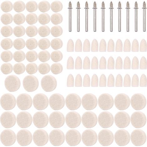 100 PCS Têtes de Polissage, Roue de Polissage en Laine, Outil Rotatif de Roue de Polissage Avec Tige pour Accessoires Dremel Outils Rotatifs (1/5)
