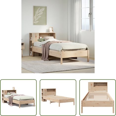 Sommeil - Lit bibliothèque sans matelas 75x190 cm bois de pin massif (1/5)