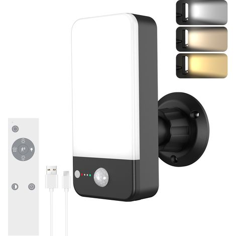 Lumière extérieure de capteur, applique murale extérieure de 9000mAh avec 3 modes, 3000-6000K dimmable (1/5)
