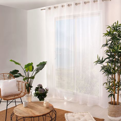 ED ENJOY HOME – Tenda bianca grande larghezza – 300 x 240 cm – 16 occhielli argentati – diametro 4 cm – 100% poliestere sabbiato – Collezione sabbiata (1/5)