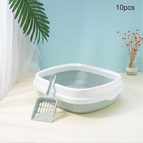 Große, spritzwassergeschützte Katzentoilette mit viel Platz, dicken Wänden, halboffenem Design und inklusive Streuschaufel. (1/5)