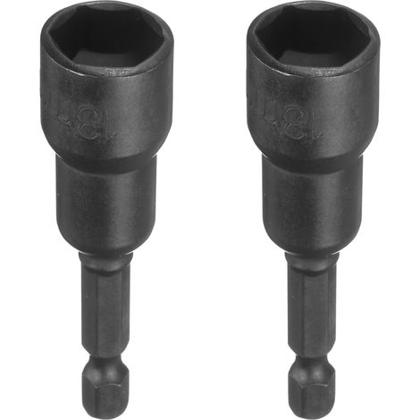 2 Pièces Embout Magnétique Pour Écrous 13mm Entraînement Hexagonal Douille CR-V Acier Embout Perçage Visseuse Clé À Douille Avec Tige Hexagonale 1/4" À Changement Rapide, Noir (1/5)
