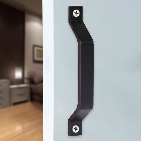 2 poignées porte grange robustes en métal pour porte coulissante bois garage abri, noir, style 1 (1/5)