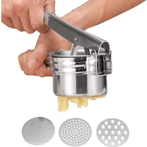 TFACR Presse-pur eacute e de Pommes de Terre - Presse Puree INOX avec 3 disques interchangeables, mixeur Presse Puree de Terre M472 (1/4)