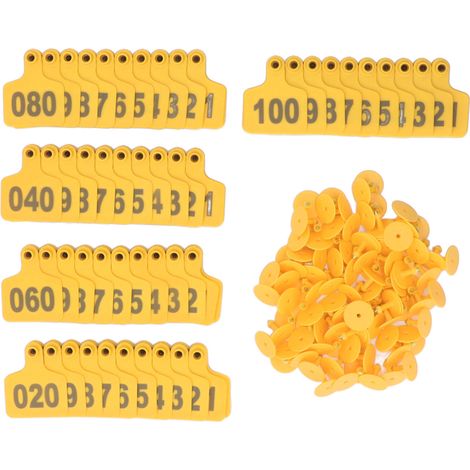 Médaille animal oreille numéro identification médailles pour bétail bovins chèvre cochon jaune en plastique épais facile 01 100 avec vache oreille (1/5)