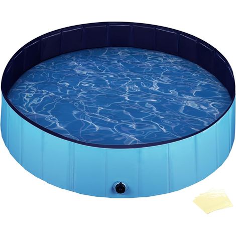 1 Piscine Chien, Pliable PVC, Ø100cm H30cm, Antidérapante, Jardin Terrasse