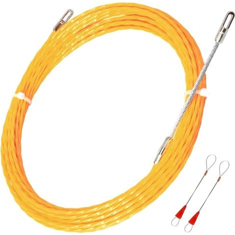 10m Ø3mm Aiguille Électricien Rigide Nylon 360° avec 2 Têtes de Guidage Tire Enfileur Fil Electrique Electricien Pivotant Flexibles pour Conduits de Câbles Câblage Informatique Télécommunications (1/5)