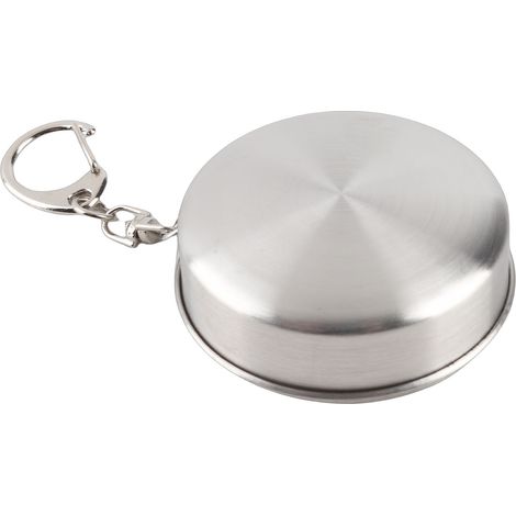 Gobelet pliable en acier inoxydable, portable et rétractable, idéal pour les voyages, le camping et les barbecues en plein air, avec porte-clés. (1/5)