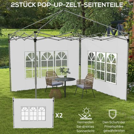 Lot de 2 panneaux latéraux pour tonnelle 3x3/3x4 m, paroi avec fenêtre imperméable blanc (1/5)