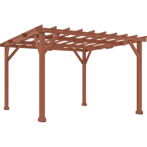 Outsunny 3.3 x 3.3 m Wooden Pergola Kit, Graden Pergola Gazebo Grape Trellis with Stable Structure for Climbing Vines, Flowers
