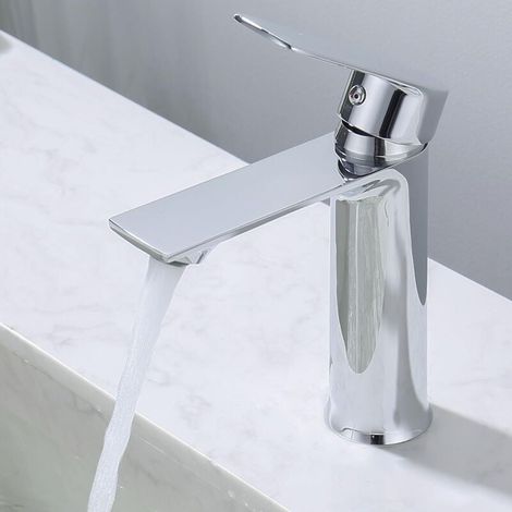 Mitigeur Lavabo Robinet Salle de Bain Mitigeur Vasque Robinet Lave Main Robinetterie Acier inoxydable (1/4)
