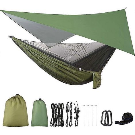 Camping Hammock avec Rainfly Tarp et Mosquito Net portable Parachute Hammock pour Hiking extérieur Travel Backyard (1/5)