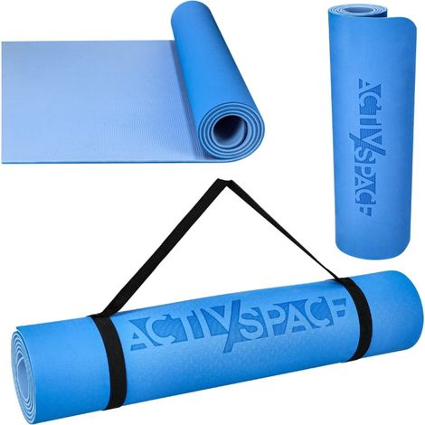 TPE-Matte für Fitness- und Yogaübungen, Schaumstoffmatte – blau – 0,6 cm