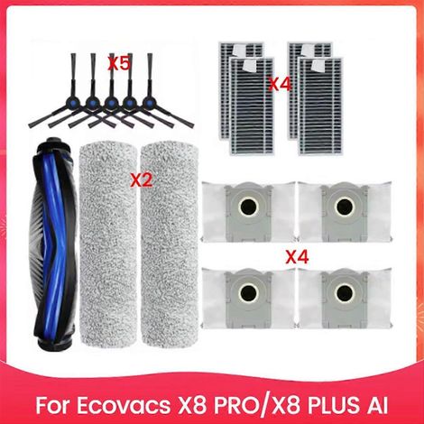 16-teiliges Set inklusive Bürste, Staubbeutel und Filter für Ecovacs X8 PRO X8 PLUS AI Staubsauger (1/5)